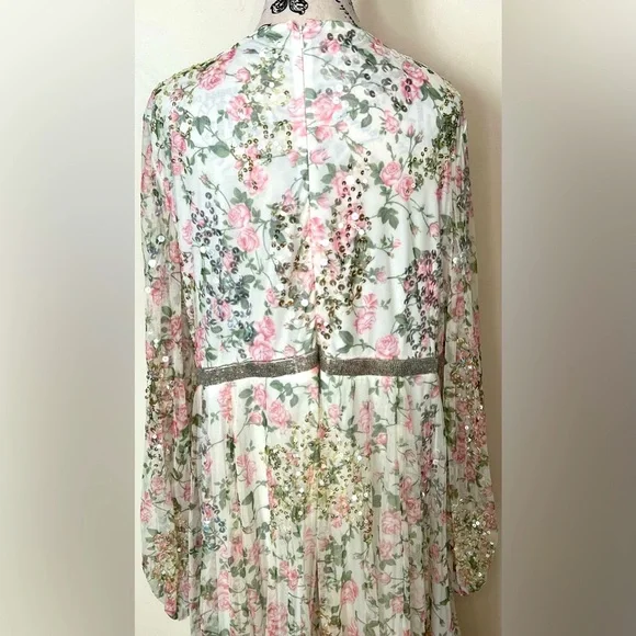 Mac Duggal Floral Midi Dress - White and Pink - Picture 11 of 16